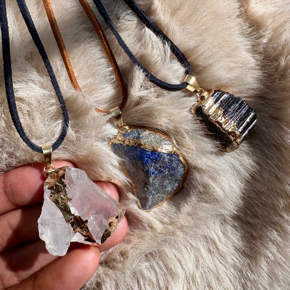 Seer Clear Quartz Crystal Pendant on Black Cord - Handcrafted Jewelry